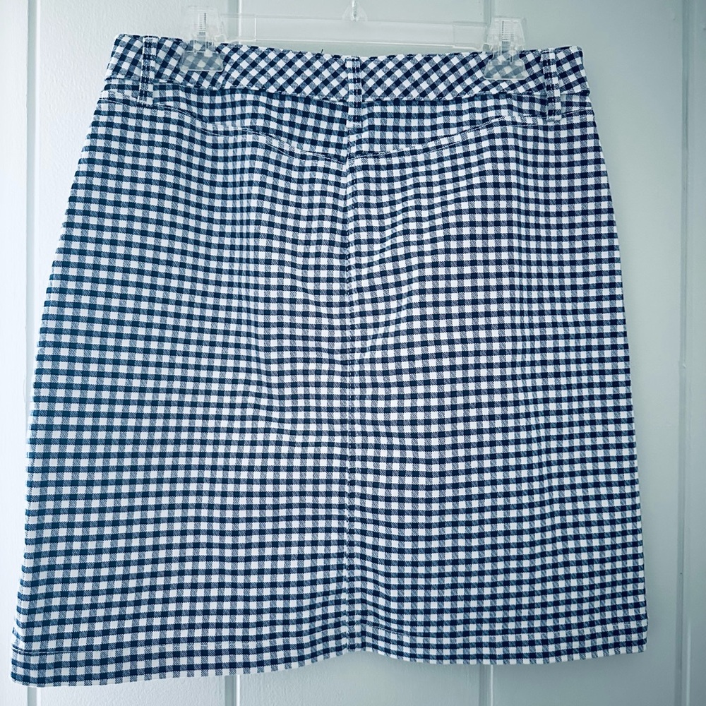 Talbots Blue and White Checkered Denim Skirt / 10 - Picture 2 of 6
